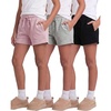 image:image4 Pack Girls Fleece Shorts Lounge Sleep Kids Teens Sweatshorts PocketsSolid Black  Grey Heather  Solid Pale Lilac