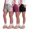 image:image4 Pack Girls Fleece Shorts Lounge Sleep Kids Teens Sweatshorts PocketsSolid Black  Solid Burgundy  Grey Heather