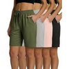 image:image4 Pack Womens Bermuda Shorts Dry Fit Athletic 7 High Waisted Long PocketsSet 10
