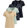 image:image4 Pack Womens Cotton Short Sleeve V Neck T Shirts Casual Tops Basic TeesSet 1