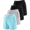 image:image4 Pack Womens Dry Fit Zipper Pockets Shorts Athletic Running High WaistedSet 10