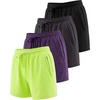 image:image4 Pack Womens Dry Fit Zipper Pockets Shorts Athletic Running High WaistedSet 12