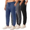 image:imageReal Essentials 3 Pack Mens Cotton Fleece Jogger Sweatpants  Casual Comfy Athletic Pants with Pockets Big amp TallSet 3