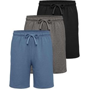 image:image3 Pack Boys Fleece Shorts Athletic Gym Kids Teens Pajama Sleep PocketsSolid Black  Charcoal Heather  Solid Elemental Blue