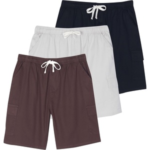 image:image3 Pack Mens Cotton Cargo Shorts Drawstring Elastic Waist Casual Work PocketSet 3