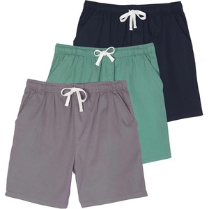 image:image3 Pack Mens Cotton Chino 7 Shorts Casual Lounge Elastic Waist DrawstringSet 1