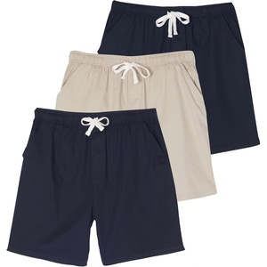 image:image3 Pack Mens Cotton Chino 7 Shorts Casual Lounge Elastic Waist DrawstringSet 4