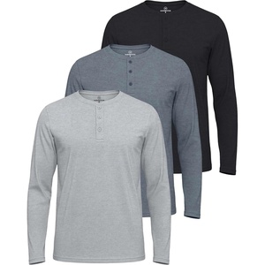image:image3 Pack Mens Cotton Long Sleeve Henley T Shirts Casual Work Gym Workout TeeLong Sleeve  Set 5