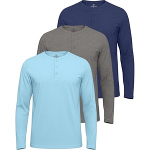 image:image3 Pack Mens Cotton Long Sleeve Henley T Shirts Casual Work Gym Workout TeeLong Sleeve  Set 6