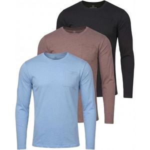 image:image3 Pack Mens Cotton Long Sleeve Pocket T Shirts Crew Neck Athletic WorkoutSet 1