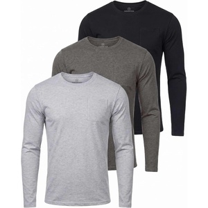 image:image3 Pack Mens Cotton Long Sleeve Pocket T Shirts Crew Neck Athletic WorkoutSet 13