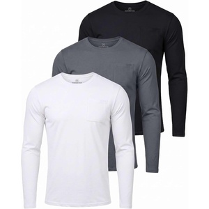 image:image3 Pack Mens Cotton Long Sleeve Pocket T Shirts Crew Neck Athletic WorkoutSet 14