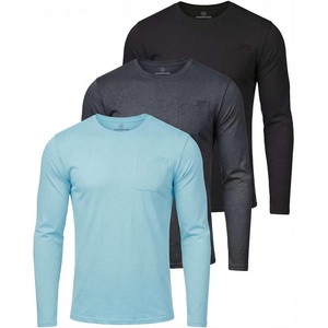 image:image3 Pack Mens Cotton Long Sleeve Pocket T Shirts Crew Neck Athletic WorkoutSet 2