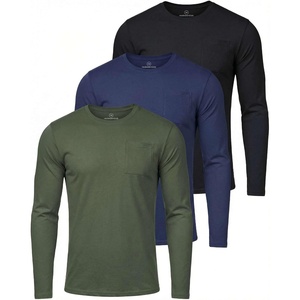 image:image3 Pack Mens Cotton Long Sleeve Pocket T Shirts Crew Neck Athletic WorkoutSet 3