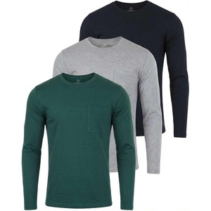image:image3 Pack Mens Cotton Long Sleeve Pocket T Shirts Crew Neck Athletic WorkoutSet 4