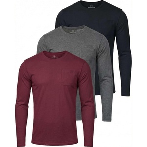 image:image3 Pack Mens Cotton Long Sleeve Pocket T Shirts Crew Neck Athletic WorkoutSet 5