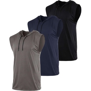 image:image3 Pack Mens Dry Fit Tank Top Hoodie Sleeveless Workout Gym Muscle ShirtsSet 11