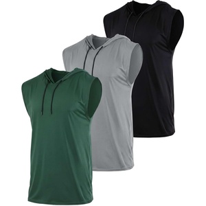 image:image3 Pack Mens Dry Fit Tank Top Hoodie Sleeveless Workout Gym Muscle ShirtsSet 13