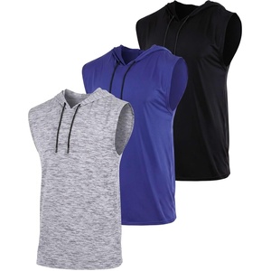 image:image3 Pack Mens Dry Fit Tank Top Hoodie Sleeveless Workout Gym Muscle ShirtsSet 14