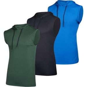 image:image3 Pack Mens Dry Fit Tank Top Hoodie Sleeveless Workout Gym Muscle ShirtsSet 4