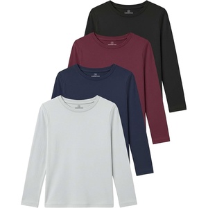 image:image4 Pack Girls Cotton Long Sleeve Shirts Crew Neck Tees Kids Teens TopsSet 4