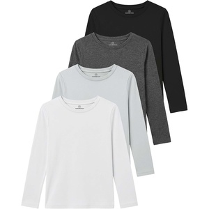 image:image4 Pack Girls Cotton Long Sleeve Shirts Crew Neck Tees Kids Teens TopsSet 5