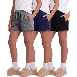 image:image4 Pack Girls Fleece Shorts Lounge Sleep Kids Teens Sweatshorts PocketsSolid Black  Solid Navy Blazer  Charcoal Heather