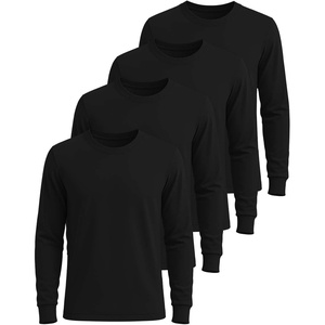 image:image4 Pack Mens Cotton Long Sleeve Shirts Crew Neck Work Casual Jersey T ShirtSet 1