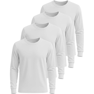 image:image4 Pack Mens Cotton Long Sleeve Shirts Crew Neck Work Casual Jersey T ShirtSet 5