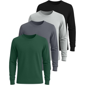 image:image4 Pack Mens Cotton Long Sleeve Shirts Crew Neck Work Casual Jersey T ShirtSet 6