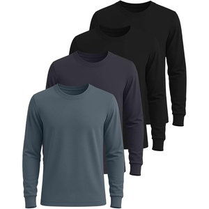 image:image4 Pack Mens Cotton Long Sleeve Shirts Crew Neck Work Casual Jersey T ShirtSet 7
