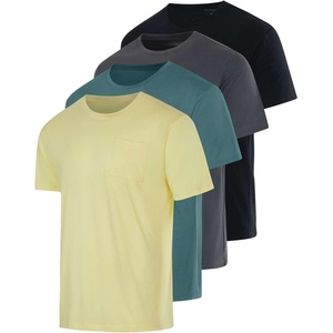 image:image4 Pack Mens Cotton Pocket T Shirts Crew Neck Short Sleeve Athletic GymSet 11