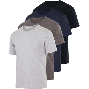 image:image4 Pack Mens Cotton Pocket T Shirts Crew Neck Short Sleeve Athletic GymSet 13