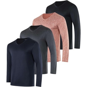 image:image4 Pack Mens Dry Fit Long Sleeve V Neck T Shirts Athletic Workout Gym TeesSet 5