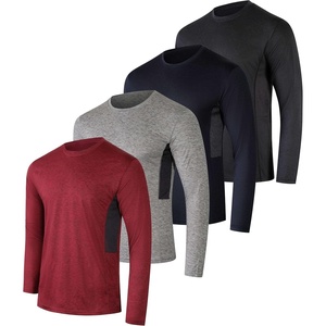 image:image4 Pack Mens Dry Fit Long Sleeve Workout Shirts Gym Athletic Tee FishingSet E