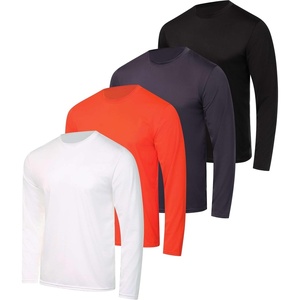 image:image4 Pack Mens Dry Fit Long Sleeve Workout Shirts Gym Athletic Tee FishingSet J
