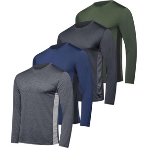 image:image4 Pack Mens Dry Fit Long Sleeve Workout Shirts Gym Athletic Tee FishingSet K