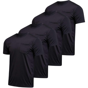 image:image4 Pack Mens Dry Fit Short Sleeve Pocket T Shirts Workout Gym Athletic TeesSet 1