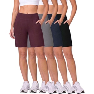 image:image4 Pack Womens 9 Bermuda Shorts Athletic Yoga Running Workout Pockets LongSet 11