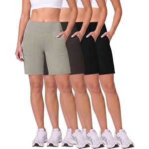 image:image4 Pack Womens 9 Bermuda Shorts Athletic Yoga Running Workout Pockets LongSet 12