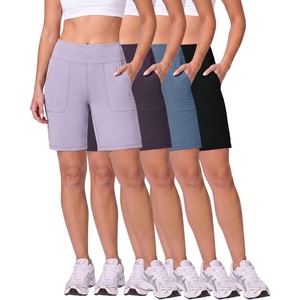 image:image4 Pack Womens 9 Bermuda Shorts Athletic Yoga Running Workout Pockets LongSet 13