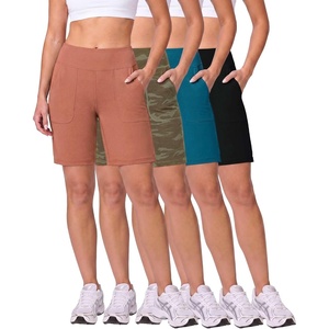 image:image4 Pack Womens 9 Bermuda Shorts Athletic Yoga Running Workout Pockets LongSet 7