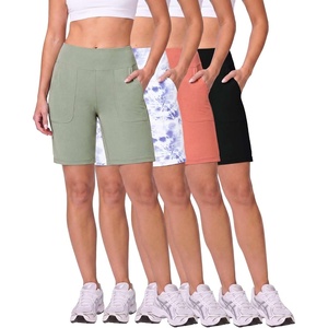 image:image4 Pack Womens 9 Bermuda Shorts Athletic Yoga Running Workout Pockets LongSet 9