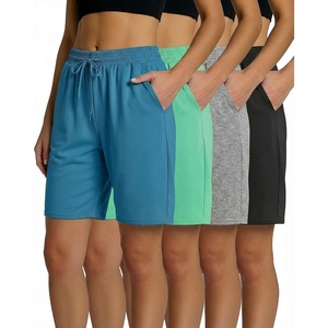 image:image4 Pack Womens Bermuda Shorts Dry Fit Athletic 7 High Waisted Long PocketsSet 9
