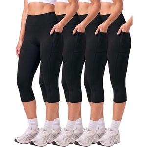image:image4 Pack Womens Capri Leggings with Pockets High Waisted Yoga Workout CaprisSet 1