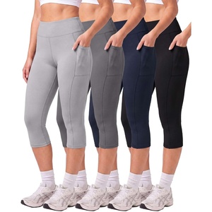 image:image4 Pack Womens Capri Leggings with Pockets High Waisted Yoga Workout CaprisSet 10