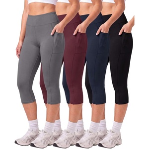 image:image4 Pack Womens Capri Leggings with Pockets High Waisted Yoga Workout CaprisSet 11