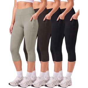image:image4 Pack Womens Capri Leggings with Pockets High Waisted Yoga Workout CaprisSet 13