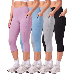 image:image4 Pack Womens Capri Leggings with Pockets High Waisted Yoga Workout CaprisSet 14