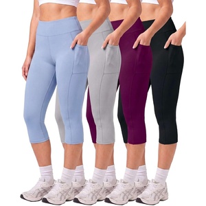 image:image4 Pack Womens Capri Leggings with Pockets High Waisted Yoga Workout CaprisSet 3